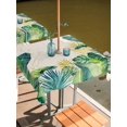 thumbnail image 2 of Outdoor Tablecloth with Umbrella Hole for Patio/Picnic/Party/Camping, Monstera Leaves Waterproof Table Cloth Square Cover Washable, Green Yellow Botanical Palm Leaf Summer Beige (60"x 60"), 2 of 8