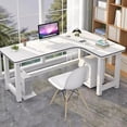 thumbnail image 4 of Storage Standing Office Desk Study Floor Setup Corner Computer Desks Free Shipping Drawers Escritorios De Ordenador Furniture My Lux Decor Round, 4 of 30