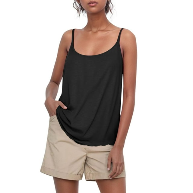 Hiiyo Camisole Rembourrée Sans Manches à Bretelles Spaghetti pour Superposition, Femmes