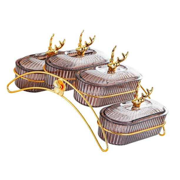 Plato de frutos secos Platos de aperitivos con tapa Decorativo con estante Organizador para servir Gris oscuro
