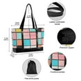 thumbnail image 2 of FORMRS Canvas Laptop Tote Bag for Women with 15.6" Computer Compartments Shoulder Handbag, Colorful Checkered Pattern, 2 of 7