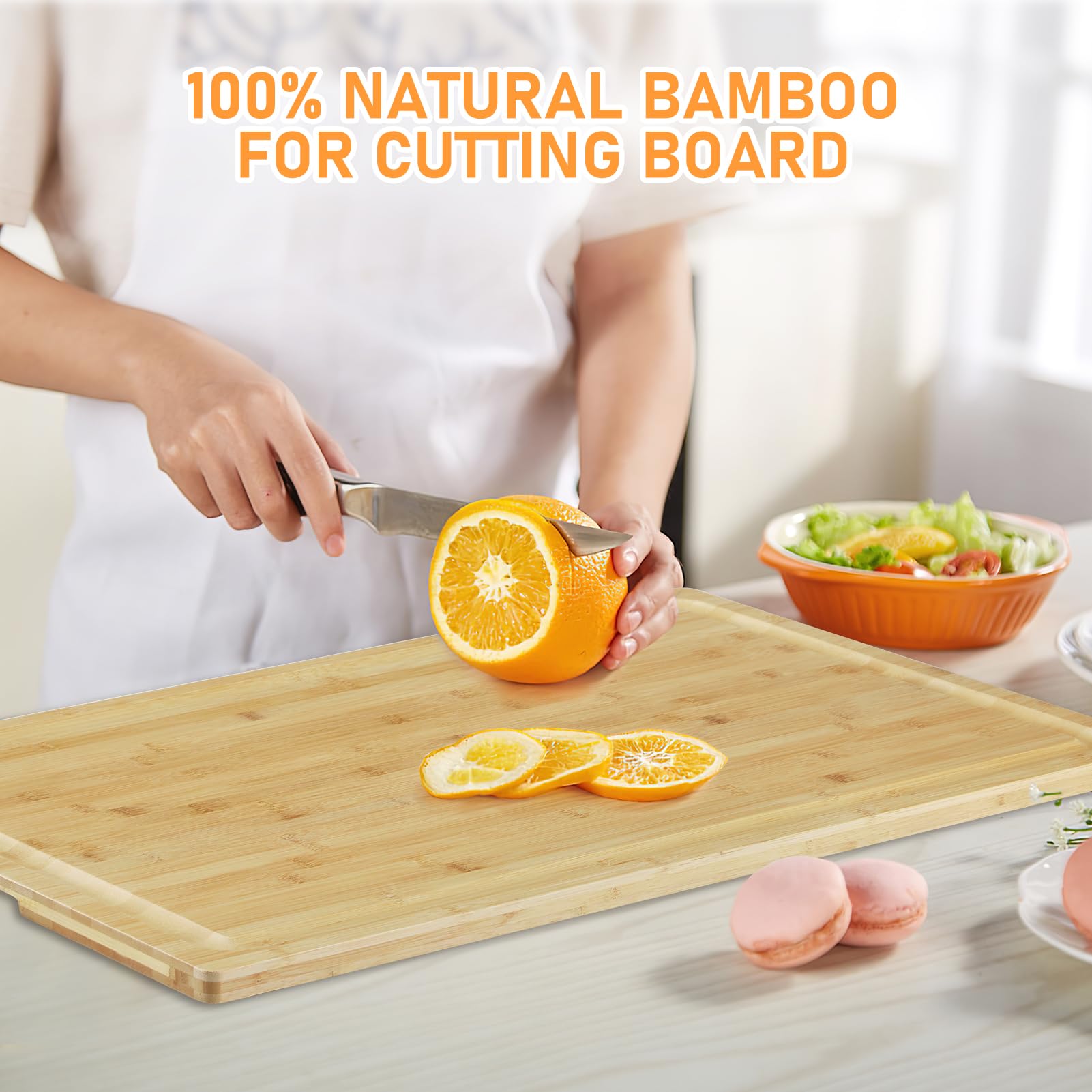 Bamboo Cutting Board Stovetop Cover, 30"x20" Extra Large Noodle Board with 4 Removable Feet, Juice Groove, Wooden Stove Top Covers for Electric Stove