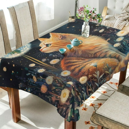 

BZSMCE Square Tablecloth Feline Wonder Pattern Tableclothes