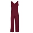 thumbnail image 3 of Royisotas Fall Plus Size Sleeveless Straight Leg Casual Crew Neck Jumpsuits for Women with Pockets Loose Romper Plus Size, 3 of 6