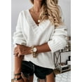 thumbnail image 3 of Pull Tricoté à Manches Longues Col en V pour Femmes Hiver, 3 of 6