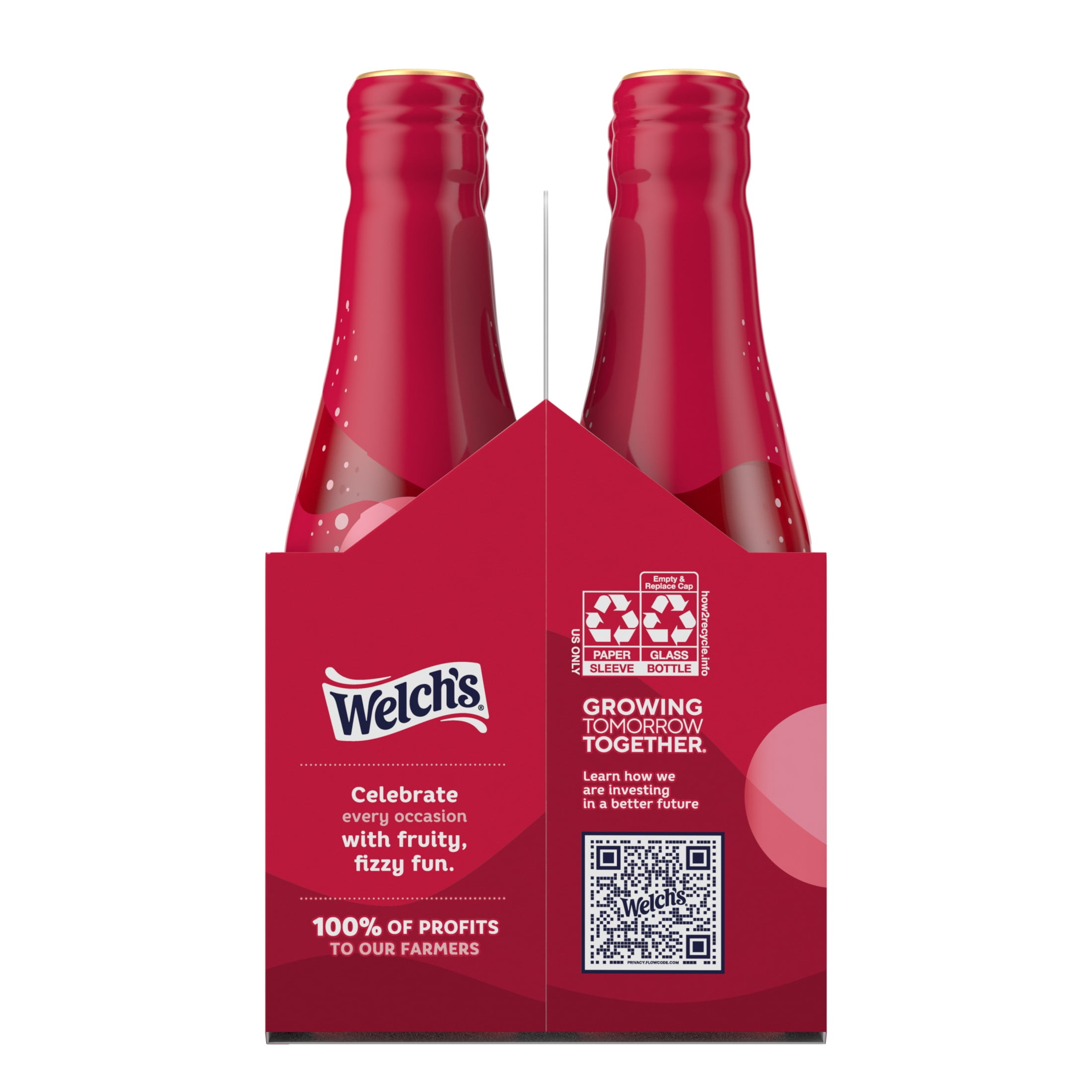Welch's Non-Alcoholic Sparkling Juice Cocktail, Red Grape, 8.4 fl oz Bottle 4 Pack