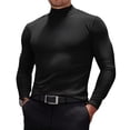 thumbnail image 2 of Domuza Mens Mock Turtleneck Long Sleeve Lightweight Casual Slim Fit Pullover Fall Winter Thermal Soft Comfy Elastic Basic Undershirt Black L, 2 of 4