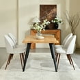 thumbnail image 1 of Homy Casa 5-Piece Dining Set, Natural Wooden Kitchen Table with 4 Upholstered High-Back Beige Fabric Dining Chairs, Contemporary Live Edge Design, 1 of 11