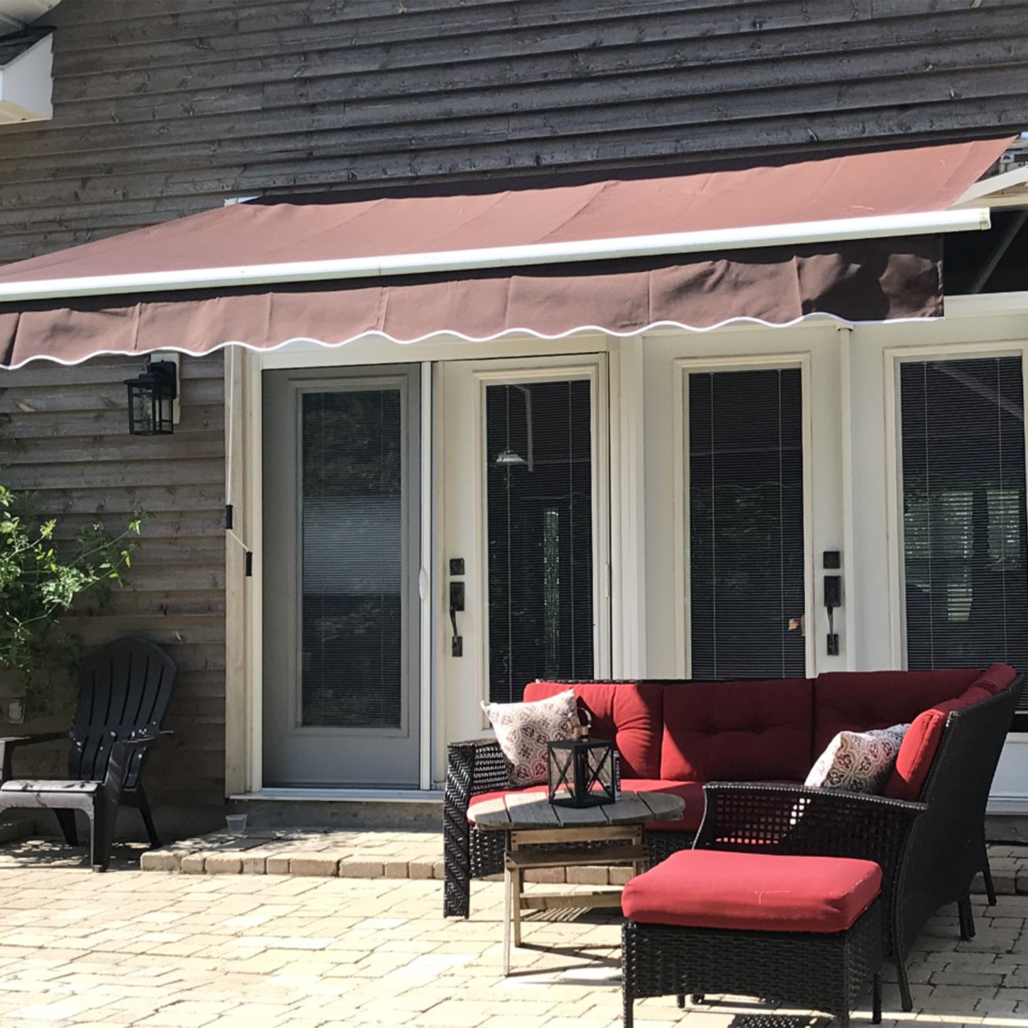 ALEKO 12' x 10' Motorized Retractable Patio Awning, Brown Color
