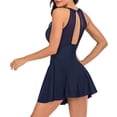 thumbnail image 7 of JSGEK Women's Swimsuit Built-in Bra Support Figure Flattering Open Back Halter Neck Mesh Accents Resort Fashion Blue L, 7 of 7