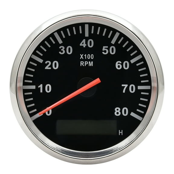 Geloo 85mm Tachometer 8000RPM Waterproof Marine Hourmeter Red LED Backlight Guage for Car Boat