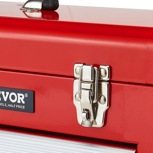 VEVOR Caja de herramientas portátil de metal de 20,5 pulgadas con 3 cajones, organizador de herramientas, color rojo