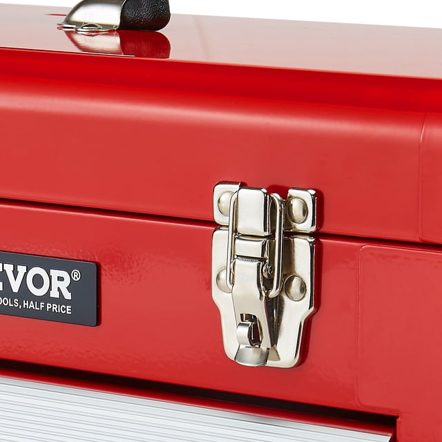 VEVOR Caja de herramientas portátil de metal de 20,5 pulgadas con 3 cajones, organizador de herramientas, color rojo