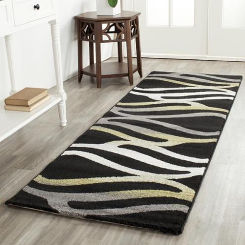 Safavieh Porcello Contemporary Wave Black/ Gold Runner Rug (2'4 x 6'7 ...