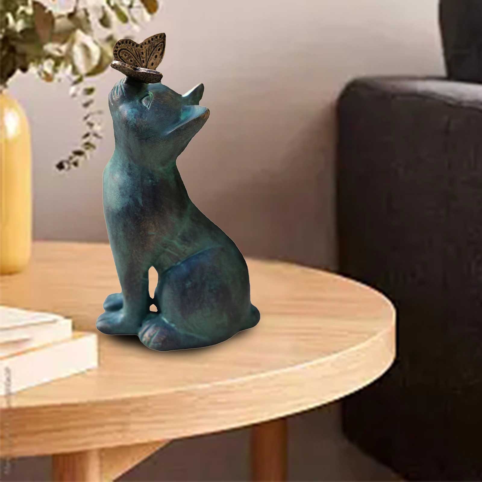 Cat Memorial Figurine with Butterfly - 8 Inch Pet Loss Gifts, Garden Statues for Indoor Outdoor Home Office Decor, Remembrance Sculpture for Cat Lovers