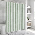 thumbnail image 6 of Green Stripes Bathroom Shower Curtains with 12 Hooks Polyester Waterproof Shower Curtain for Stalls and Bathtubs Vintage Geometric Lines Farmhouse Country Decorative Bathroom Curtain 72x72 Inches, 6 of 9
