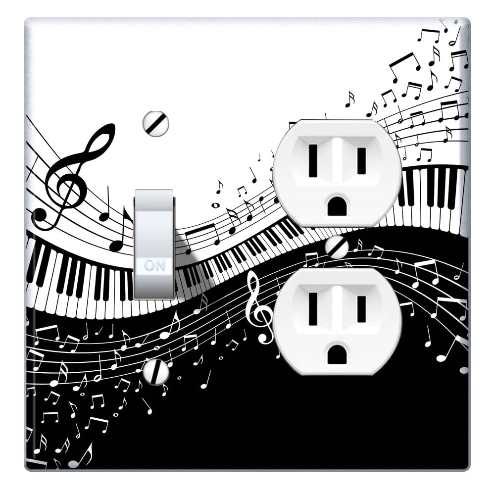 Wirester Double 1 Gang Toggle Light And 1 Gang Duplex Outlet Switch Plate Wall Plate Cover Music Note Piano Walmart Com Walmart Com