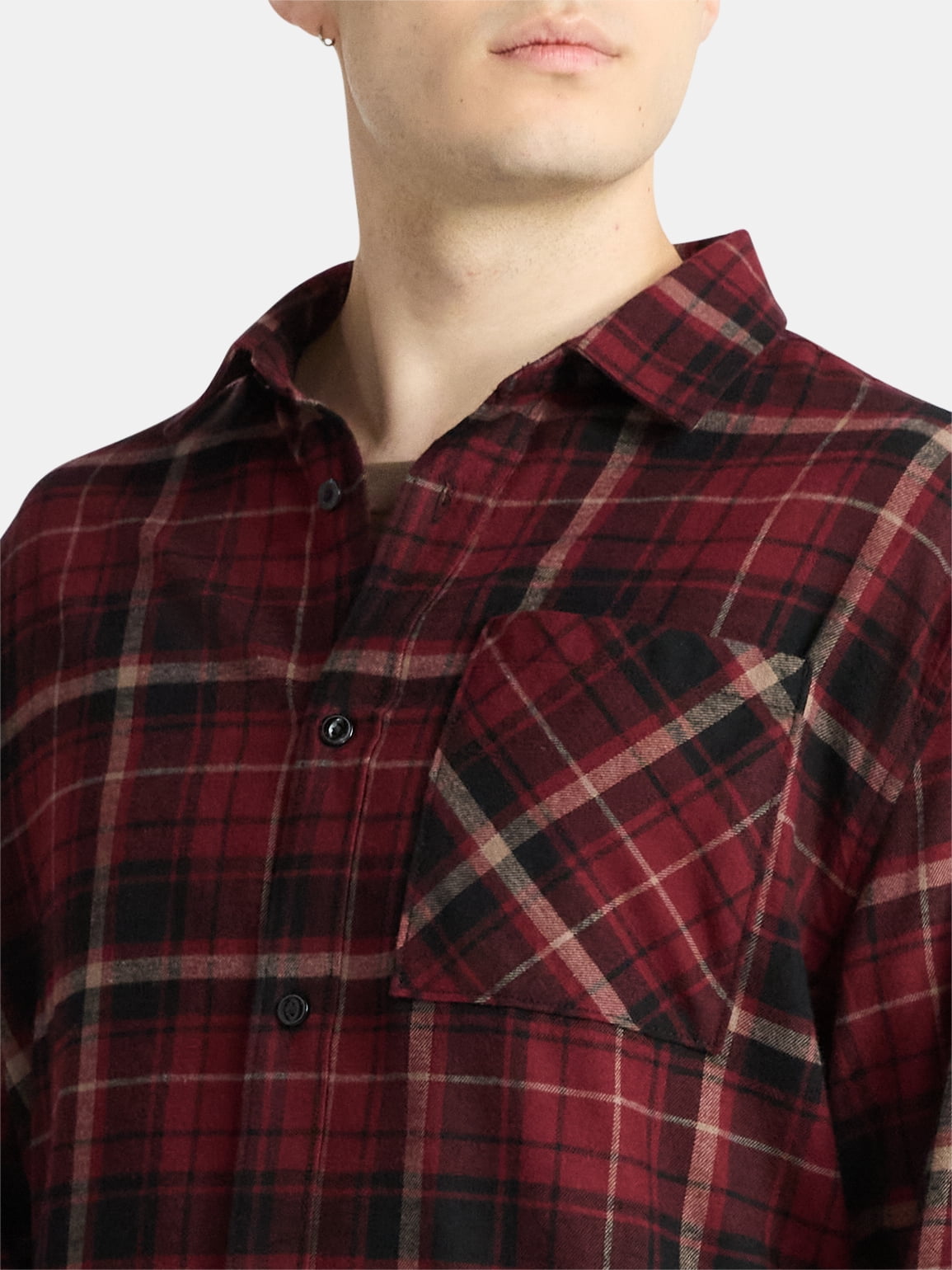 No Boundaries Cotton Long Sleeve Flannel Shirt, Men's & Big Men's XS-5XL