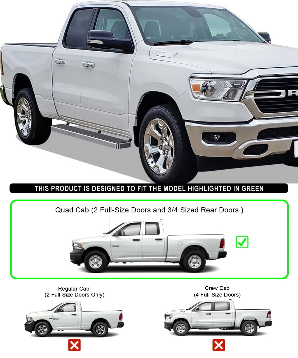 APS Running Boards 6 inches Compatible with Ram 1500 2019-2025 Quad Cab for New Body Style Only (Exclude 19-24 Ram 1500 Classic) (Nerf Bars Side Steps Side Bars)