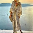 thumbnail image 1 of Robe de Soirée, Robe Maxi Moulante à Manches Longues avec Sequins, Taille à Lacets et Ourlet Fendu pour Soirée, 1 of 6