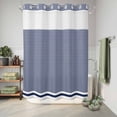 thumbnail image 6 of No Hook Shower Curtain, Farmhouse Navy Blue White Striped Shower Curtains for Bathroom with See Through Top Window, Modern Stripes Waterproof & Washable Bath Curtain 60"x72", 6 of 9