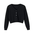 thumbnail image 2 of Womens Sweaters V Neck Cardigan Sweater Plus Jacket Solid Color Knitted Fall Clothes For Women ,Black, 2 of 3