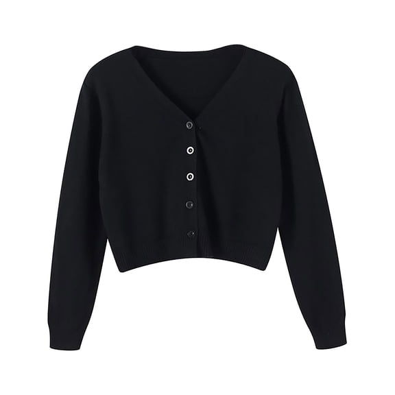 Button Down Cardigan for Women Cropped Button Front V Neck Cardigan Casual Long Sleeve Layering Sweater for Daily Wear Women's Button Down Cardigan