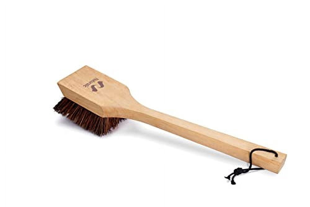 All-Natural Wooden Grill Cleaning Brush and Scraper | Solid Wooden Handle | Non Scratch Palmyra bristles | Metal Bristle Free | Plastic Free | Safe BBQ Grill Scrubber for Outdoor G