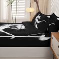 thumbnail image 5 of Homewish Minimalist Cat Animal Zipper Full Size Comforter Sets with Fitted Sheet and 2 Pillowcases,Football Games Zipper Bedding Set,Black White,Black Reversible,4pcs, 5 of 8