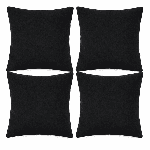 Set of 4 Solid Black Throw Pillow Covers 18x18 Inch, Double-Sided Plush Decorative Pillow Cases, Soft Velvet Cushion Covers for Couch Sofa Bed Living Room Bedroom