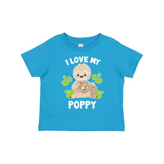 Inktastic Cute Sloth I Love My Poppy with Green Leaves Boys or Girls Toddler T-Shirt