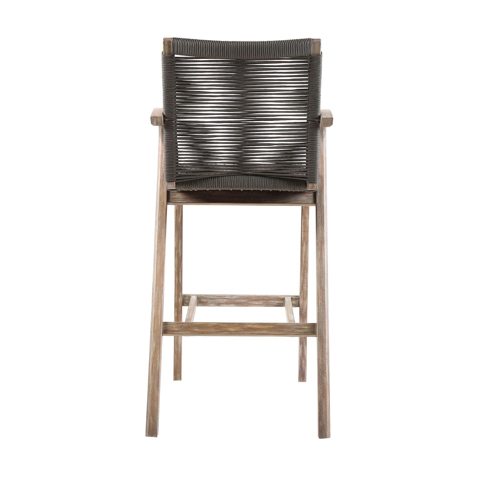 Brielle Outdoor Light Eucalyptus Wood and Charcoal Rope Counter Height Stool - Set of 2
