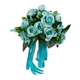 thumbnail image 6 of Wedding Bouquets, Artificial Flower Bouquet Bridesmaid Holding Handmade Silk Flower Bridal Bouquet for Anniversary DIY Bridal Shower Supplies Blue, 6 of 10