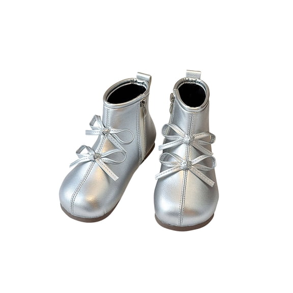 ZACPNCV Kids Barefoot Snow Boots for Winter Non-Slip High Top Snow Boots Toddler Wide Toe Box Hiking Boots Drop Sole Silver