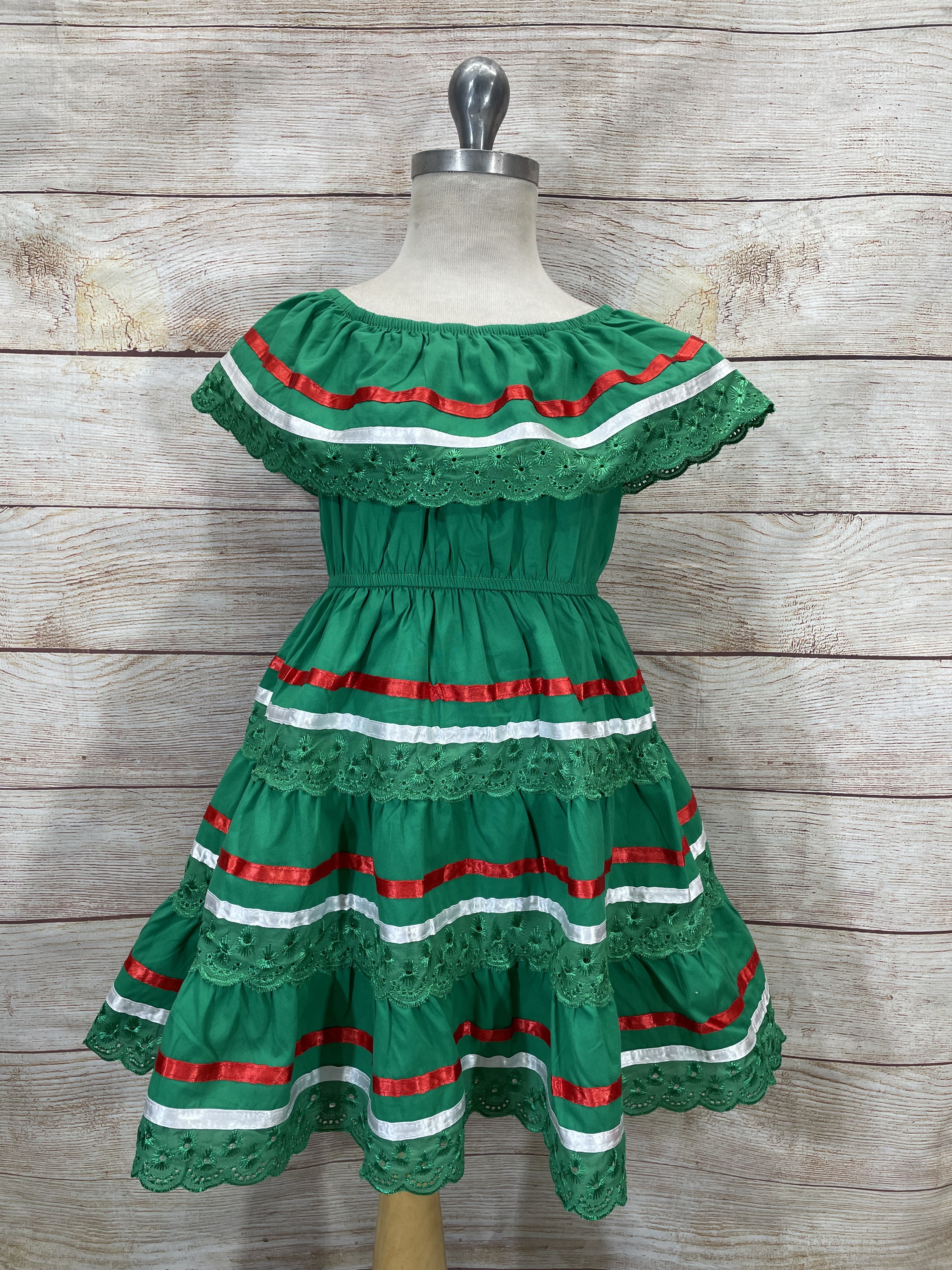 unik Girl's Traditional Mexican Cinco De Mayo Fiesta Dress Green X 14 -  Walmart.com