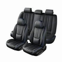 Car Seat Covers Full Set for Toyota Tundra 2008-2025,Breathable Nappa Leather Luxury Automotive Interior Accessories with Lumbar Support Blackblue