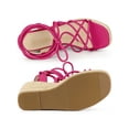 thumbnail image 4 of BLISSFUL STEP Women's Lace Up Platform Heel Espadrilles Wedge Sandals Hot Pink 10, 4 of 7
