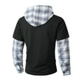 thumbnail image 3 of MHFRRA Sudadera con Capucha y Estampado de Cuadros, de Manga Larga, Informal, de Dos Piezas, para Otoño E Invierno, Ropa de Calle Cómoda para Uso Diario Negro, 3 of 5