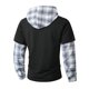 thumbnail image 3 of MHFRRA Sudadera con Capucha y Estampado de Cuadros, de Manga Larga, Informal, de Dos Piezas, para Otoño E Invierno, Ropa de Calle Cómoda para Uso Diario Negro, 3 of 5