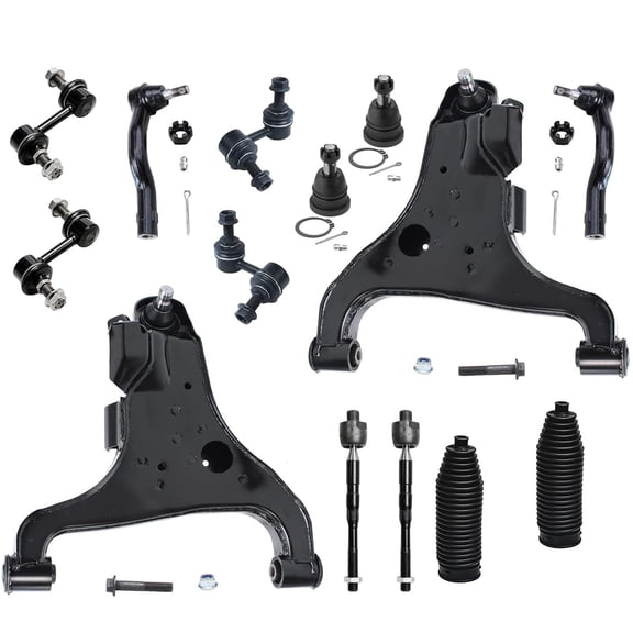 Detroit Axle - 14PC Front Lower Control Arm Ball Joint Sway Bar Inner Outer Tie Rod w/Boot for 2004-2010 Infiniti QX56 - [2005-2015 Armada]