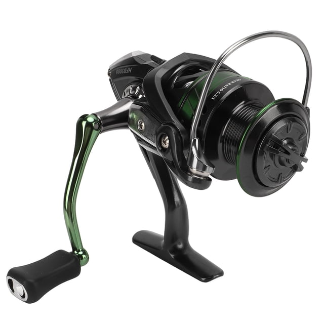 Carrete de pesca giratorio de Metal, carrete de pesca de acero inoxidable sin espacios, alta velocidad 5,2:1, ligero para agua dulce y salada HFB5000