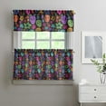 thumbnail image 2 of 3 Pack Artistic Tier Curtains for Kitchen - Abstract Geometric Floral & Skull Print, Mystic Bone & Butterflies Design, Farmhouse Caf Window Treatment Panels with Rod Pocket, 2 of 6