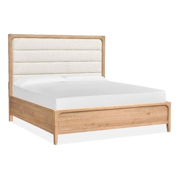 Magnussen Somerset Wood Queen Panel Bed w/Upholstered Headboard in Natural
