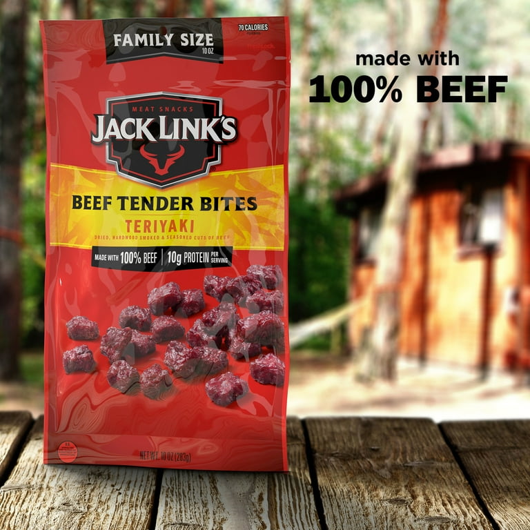 Jack Link’s Teriyaki Beef Tender Bites, 100% Beef, 10oz Resealable