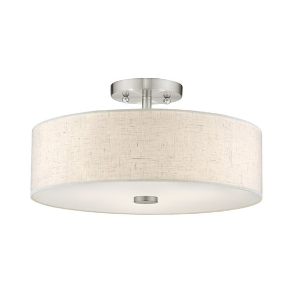 Livex Lighting Meridian 7.5" 3-Light Metal Ceiling Mount in Brushed Nickel