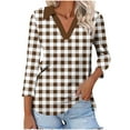 thumbnail image 2 of Ashirexll Ladies Tops and Blouses, Tops for Women Trendy, Color Matching V Neck Lapel 3/4 Sleeve T Shirt for Womens Casual Tops, 2 of 7
