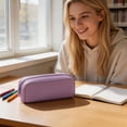 thumbnail image 2 of Btomtd Silicone Pencil Case, Solid Color Soft Waterproof Stationery Bag, Large Capacity Portable Zipper Pencil Pouch for Student and Office, Purple, 2 of 6