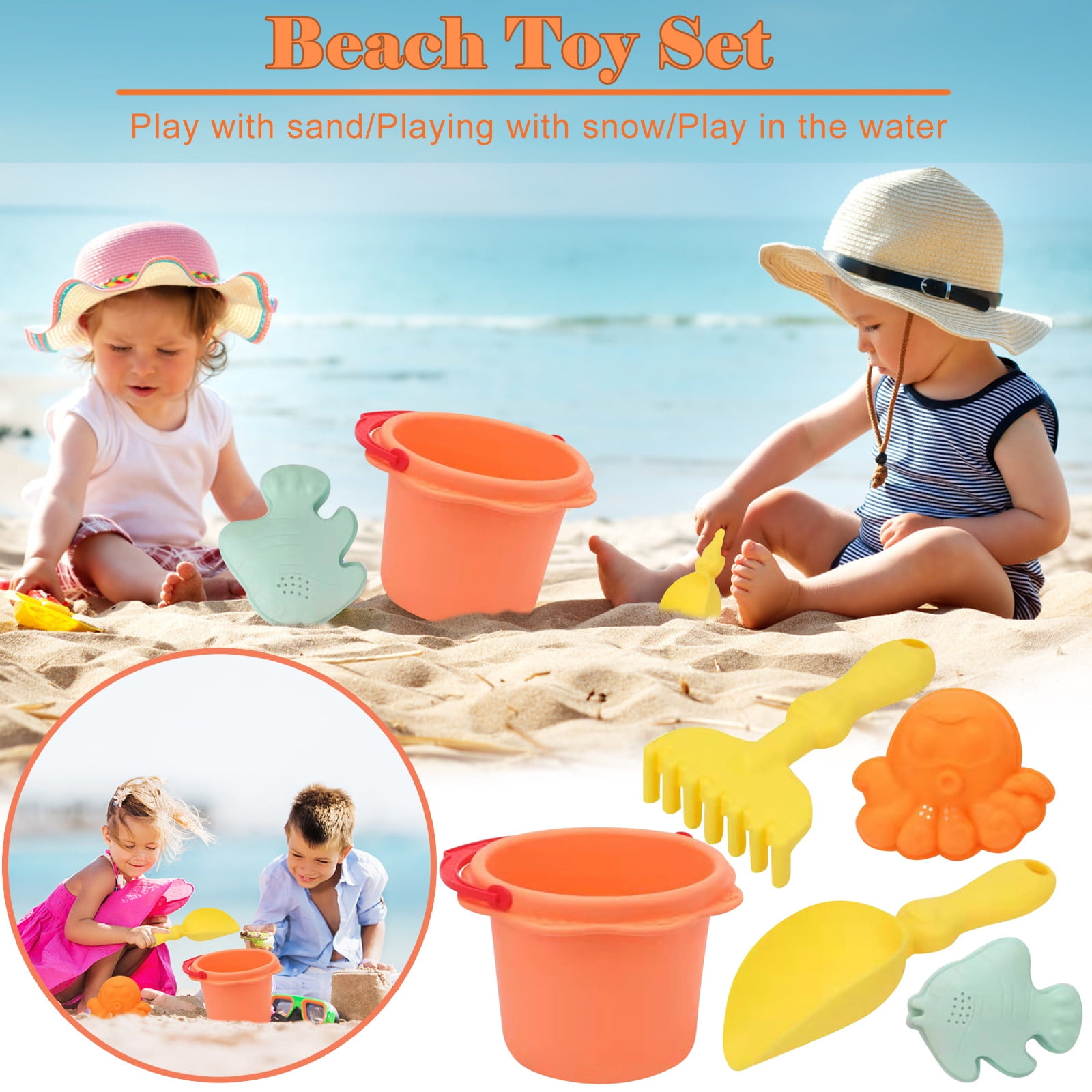 5pcs Kid Outdoor Beach Sand Tools Toys Bucket Shovel Set  Baby Play sand T BH 