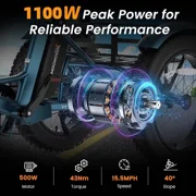 MOONCOOL All-Terrain Folding Electric Tricycle for Adults, 1100w Motor 48V 14.5Ah Battery,7-Speed 20 x 4.0 Fat Tire 3 Wheel Electric Bike , 25-60 miles