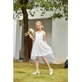 thumbnail image 5 of Arshiner Girls Chic Dresses Formal Sleeveless Contrast Mesh High Low Dress with Belt Party Wedding, 5 of 8